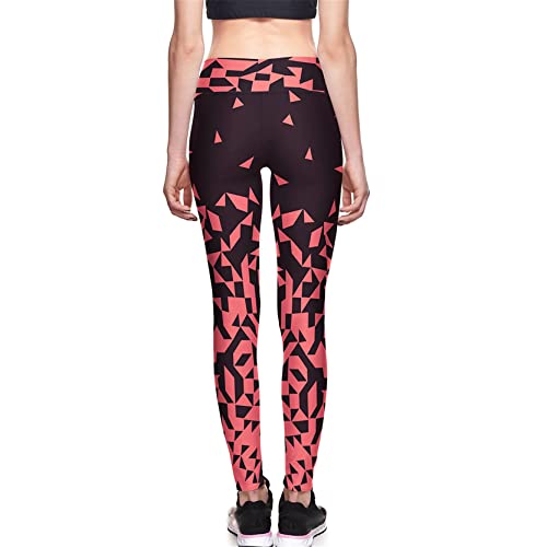 Leggins Mujer Fitness Mallas Deportivo Pilates, Moda contraste de color triángulo geométrico remiendo de cintura alta 7/8 Longitud de entrenamiento flacos de las polainas Medias Ascensor pantalones de