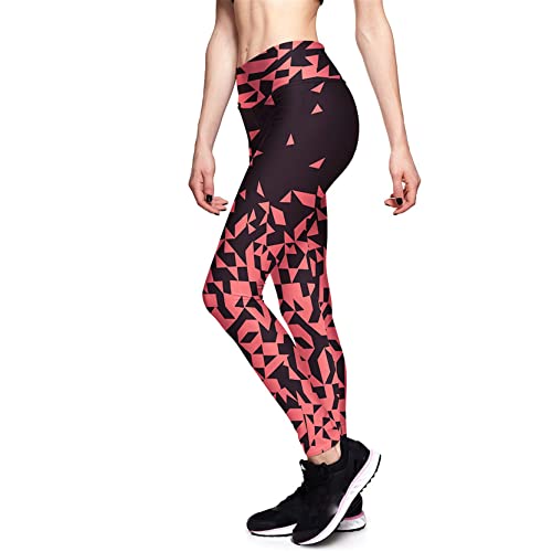 Leggins Mujer Fitness Mallas Deportivo Pilates, Moda contraste de color triángulo geométrico remiendo de cintura alta 7/8 Longitud de entrenamiento flacos de las polainas Medias Ascensor pantalones de