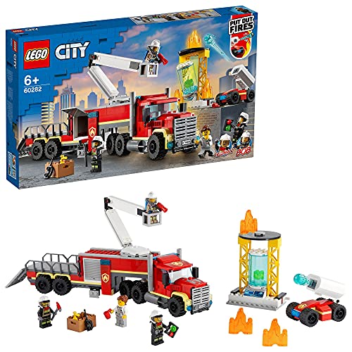 LEGO 60282 City Unidad de Control de Incendios Juguete de Construcción de Camión de Bomberos y Mini Figuras