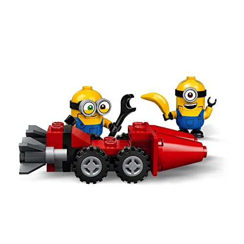 LEGO 75549 Minions El Origen de GRU, Persecución en la Moto Imparable, Moto de Juguete con Mini Figuras de GRU, Stuart y Bob