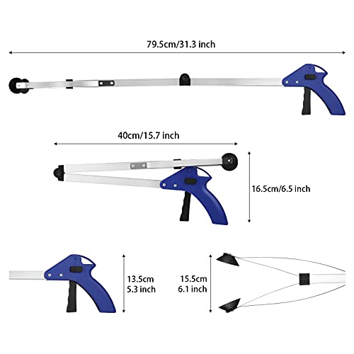 LEMESO Pinza Recogedor de Basura No Hay Necesidad de Agacharse - 80cm de Largo Peso Ligero Facilidad de Usar Clip Extensible de Basura Recogida para Saneamiento, Piscina Limpieza, Jardín