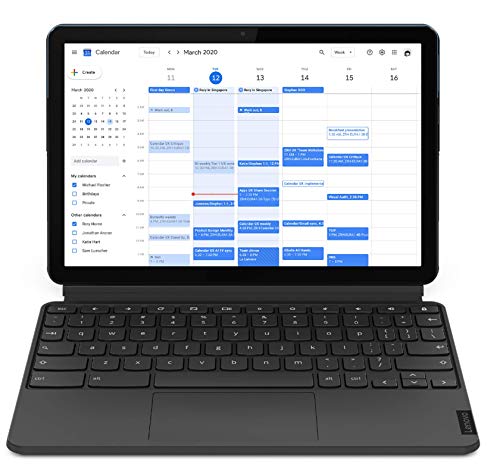 Lenovo IdeaPad Duet Chromebook - Pantalla de 10.1" FullHD (MediaTek P60T, 4 GB de RAM, Almacenamiento de 128 GB, Chrome OS, WiFi+BT) Lenovo Keyboard Pack, Azul/Gris - Teclado QWERTY Español, Gray