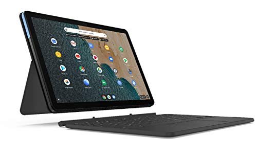 Lenovo IdeaPad Duet Chromebook - Pantalla de 10.1" FullHD (MediaTek P60T, 4 GB de RAM, Almacenamiento de 128 GB, Chrome OS, WiFi+BT) Lenovo Keyboard Pack, Azul/Gris - Teclado QWERTY Español, Gray