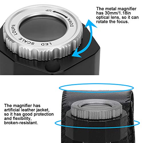 Lente de vidrio óptico de lupa 30X, lupa portátil con escala completa, contador de hilos para monedas de joyería, sellos