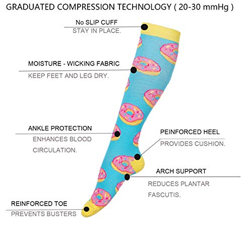 LEOSTEP Calcetines de compresión para hombres y mujeres (3 pares) antideslizantes de tubo largo, ideal para correr, enfermera, viajes, vuelo, embarazo 15-25 mmHg