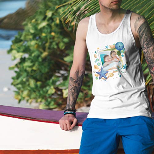 lepni.me Camisetas de Tirantes para Hombre Los Recuerdos de Las Vacaciones Verano Personalizados Enmarcan la Foto de Sus Vacaciones Aquí (XX-Large Blanco Multicolor)