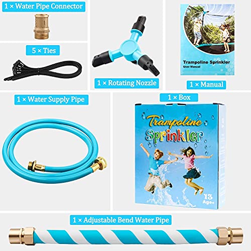 LESDOI® Aspersor de trampolín, aspersor trampolín set que evita roturas y fugas, con tubería de agua espesa, 10 lazos anchos reutilizables, para trampolines, refrigeración de verano, parque acuático