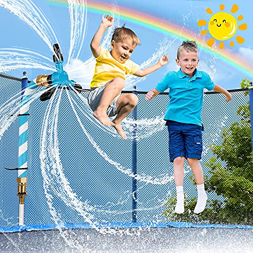 LESDOI® Aspersor de trampolín, aspersor trampolín set que evita roturas y fugas, con tubería de agua espesa, 10 lazos anchos reutilizables, para trampolines, refrigeración de verano, parque acuático