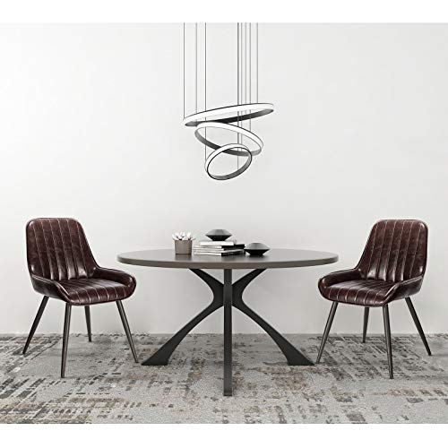 Lestarain 2X Sillas de Comedor Dining Chairs Sillas Tapizadas Paquete de 2 Sillas Cocina Nórdicas Cuero Sintético Sillas Bar Metal Silla de Oficina Marrón Oscuro