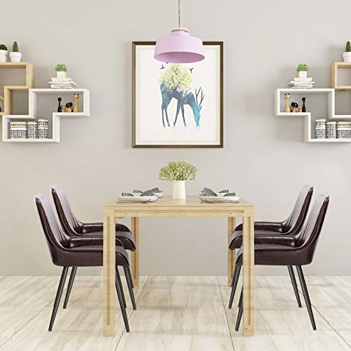 Lestarain 2X Sillas de Comedor Dining Chairs Sillas Tapizadas Paquete de 2 Sillas Cocina Nórdicas Cuero Sintético Sillas Bar Metal Silla de Oficina Marrón Oscuro