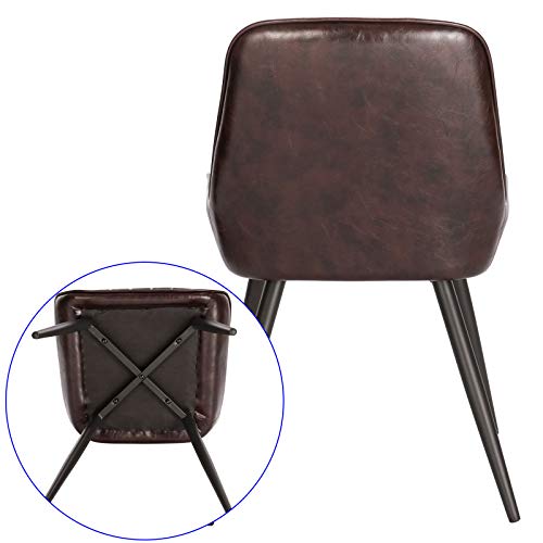 Lestarain 2X Sillas de Comedor Dining Chairs Sillas Tapizadas Paquete de 2 Sillas Cocina Nórdicas Cuero Sintético Sillas Bar Metal Silla de Oficina Marrón Oscuro