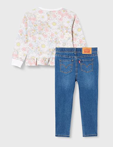 Levi's kids Lvg Ruffle Top Denim Set Juego de Pantalones, Blanco, 6 Meses Bebé-Niñas