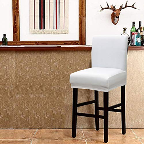 Levoberg - 2 fundas de taburete de bar con respaldo de poliuretano impermeable, funda de taburete alto extensible, protección blanca