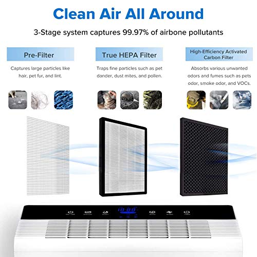 Levoit Purificador de Aire Smart WiFi 48 m² CADR 230 m³/h, Purificadores para Hogar con Filtro H13 True HEAP Modo Automático Temporizador, Filtro de Silencio a Humo de Alergia Elimina 99,97% de Polen