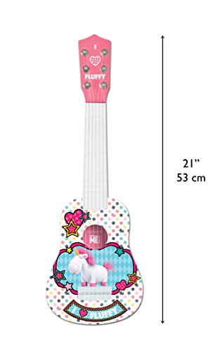 Lexibook Universal GRU, Mi Vilano Favorito 3 Agnès & Fluffy Mi Primera Guitarra, 6 Cuerdas de Nylon, 53 cm, guía incluida, Rosa / Blanco, K200DES1