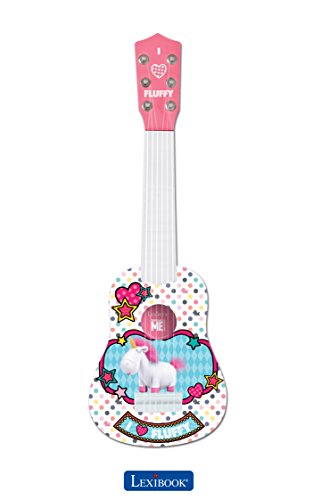 Lexibook Universal GRU, Mi Vilano Favorito 3 Agnès & Fluffy Mi Primera Guitarra, 6 Cuerdas de Nylon, 53 cm, guía incluida, Rosa / Blanco, K200DES1