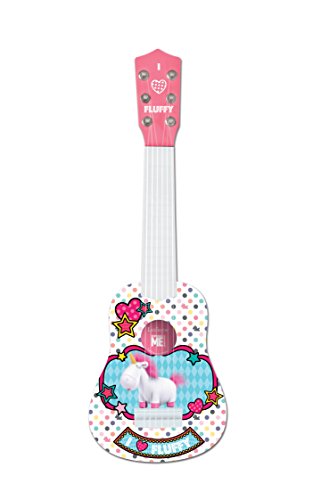 Lexibook Universal GRU, Mi Vilano Favorito 3 Agnès & Fluffy Mi Primera Guitarra, 6 Cuerdas de Nylon, 53 cm, guía incluida, Rosa / Blanco, K200DES1