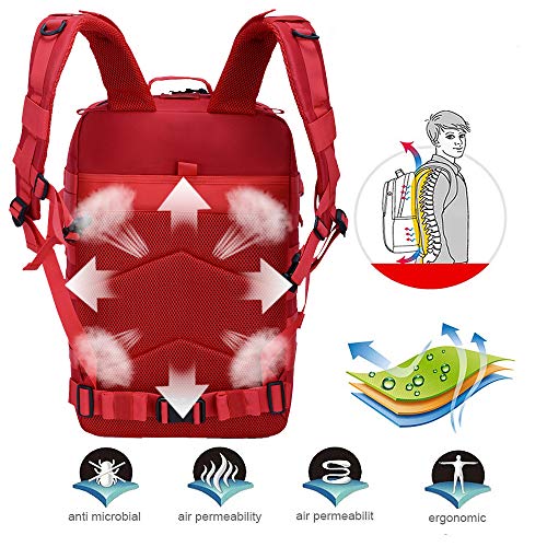 LHI 45L Gran Mochila Táctica militar Mochila Molle Asalto Pack Múltiples Bolsillos Mochila de almacenamiento Para exteriores Senderismo Acampada, Montañismo, pescar, Caza, Aire Libre Ciclismo, gris