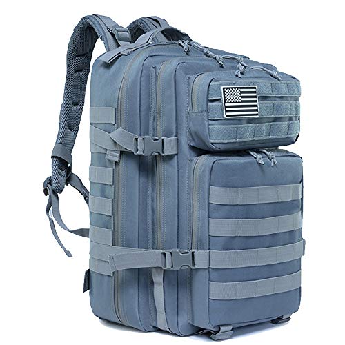 LHI 45L Gran Mochila Táctica militar Mochila Molle Asalto Pack Múltiples Bolsillos Mochila de almacenamiento Para exteriores Senderismo Acampada, Montañismo, pescar, Caza, Aire Libre Ciclismo, gris