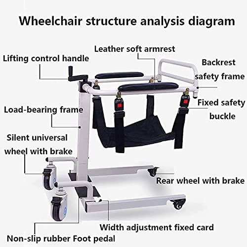 LHZHG Elevador, Grúa para Elevación y Traslado de Pacientes, Silla de Transporte para Minusválidos y Ancianos, de Tránsito, Cojín para Inodoro, Ortopédica, Reposapiés, Reposabrazos (Size : B)