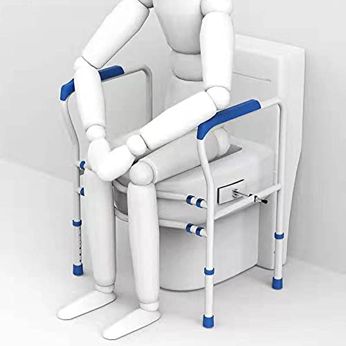 LIALIYA Barra de Agarre Ajustable, Marco de Soporte Compacto con pasamanos para Asiento de baño para baño para discapacitados Bariátricos Senior, Balance de Ancianos,Azul