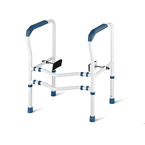 LIALIYA Barra de Agarre Ajustable, Marco de Soporte Compacto con pasamanos para Asiento de baño para baño para discapacitados Bariátricos Senior, Balance de Ancianos,Azul