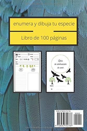 Libro de observación de aves: libro de aves para completar, en formato 6x9 pulgadas, con 100 paginas