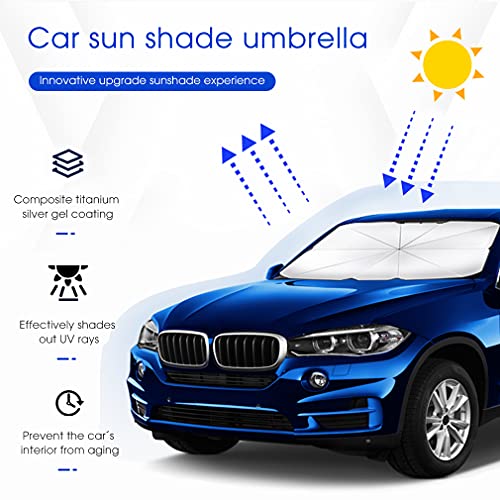 Lifetooler Parabrisas del Coche Parasol Plegable del Parabrisas Sombrilla Protección UV Paraguas Multifuncional Sombrilla Mantiene el Coche Fresco (Grande, 79 * 130 * 145 cm)