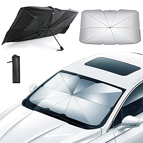 Lifetooler Parabrisas del Coche Parasol Plegable del Parabrisas Sombrilla Protección UV Paraguas Multifuncional Sombrilla Mantiene el Coche Fresco (Grande, 79 * 130 * 145 cm)