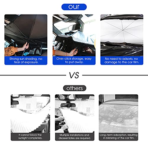 Lifetooler Parabrisas del Coche Parasol Plegable del Parabrisas Sombrilla Protección UV Paraguas Multifuncional Sombrilla Mantiene el Coche Fresco (Grande, 79 * 130 * 145 cm)