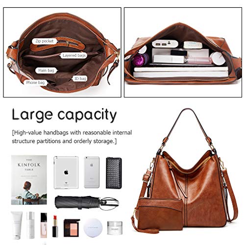 Lifetooler Set Bolsos Mujer Grande PU Cuero De Hombro Bolsos Tote Monedero Hobo Bolsos Regalos Para Mujer (marrón)