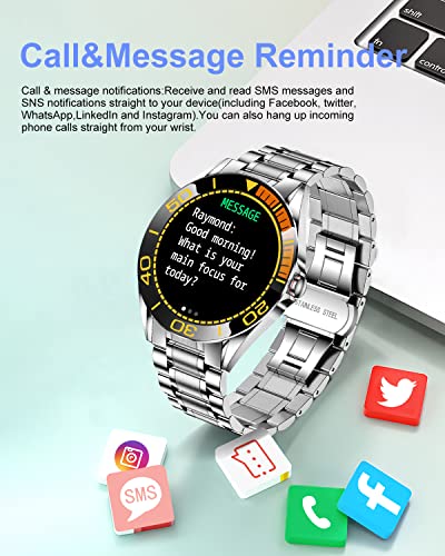 LIGE Smartwatch para Hombre, IP68 Impermeable Rastreador de Ejercicios Frecuencia Cardíaca Oxígeno en Sangre Monitor de Presión Arterial Pantalla Táctil Completa Reloj Inteligente(Oro y Plata)