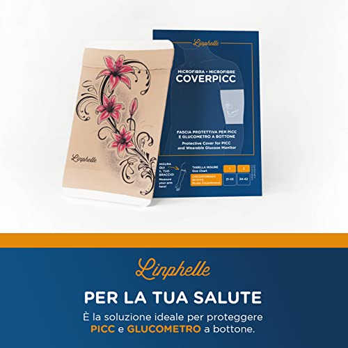 Linphelle Coverpicc de Microfibra, Banda cubre Catéteres brazo de tejido transpirable y de diseño, ideal para Picc y Glucòmetros, fantasía Hibiscus, cortalo 2