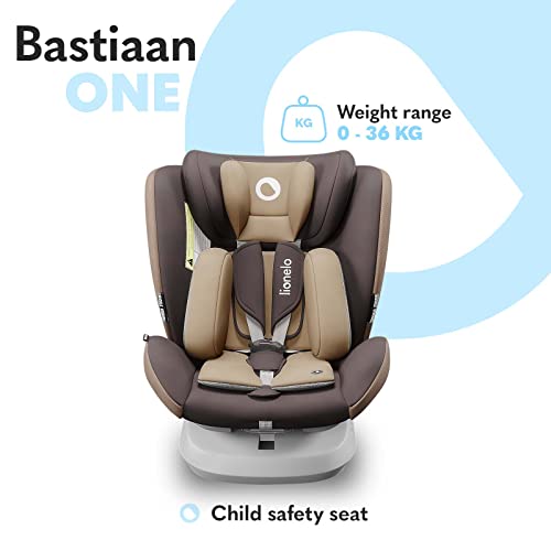 LIONELO Bastiaan One silla de coche bebe desde el nacimiento hasta los 36 kg, giratoria a 360 grados, Isofix Top Tether cinturón de seguridad de 5-puntos, Certificado TUV