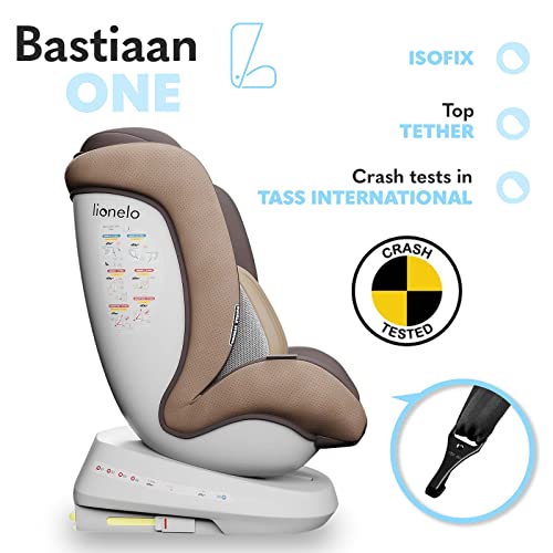 LIONELO Bastiaan One silla de coche bebe desde el nacimiento hasta los 36 kg, giratoria a 360 grados, Isofix Top Tether cinturón de seguridad de 5-puntos, Certificado TUV