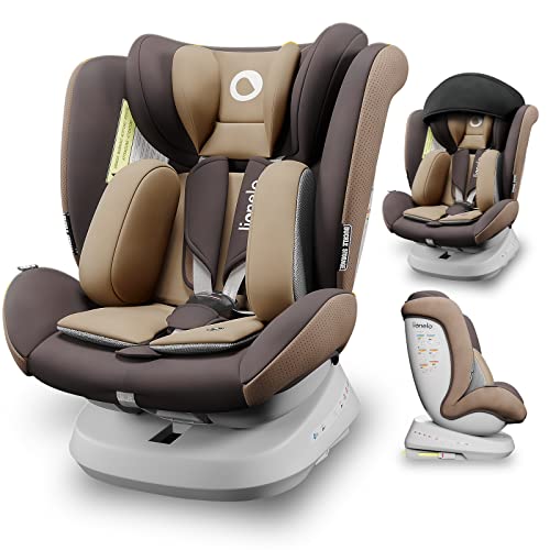 LIONELO Bastiaan One silla de coche bebe desde el nacimiento hasta los 36 kg, giratoria a 360 grados, Isofix Top Tether cinturón de seguridad de 5-puntos, Certificado TUV