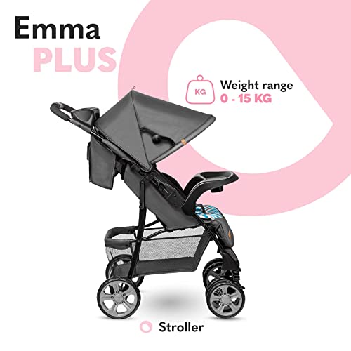 LIONELO Emma Plus Silla de paseo 68 x 49,5 x 101 cm hasta 15 kg 6-36M Respaldo ajustable Cinturón de seguridad de 5 puntos Capucha profunda Organizador para padres Blue Scandi