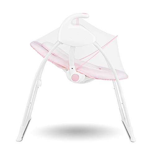 Lionelo Robin Columpio-hamaca para bebé 68 x 68 x 84 cm Niño hasta 9 kg 2 Regulación gradual 8 Velocidades de balanceo 12 Melodías Timer Trabajo silencioso Rosa