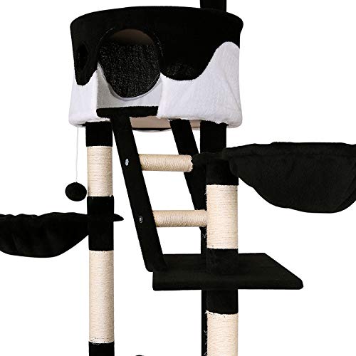 lionto by dibea Árbol rascador árbol para escalar árbol rascador para gatos Altura ajustable 230-250 cm negro/blanco