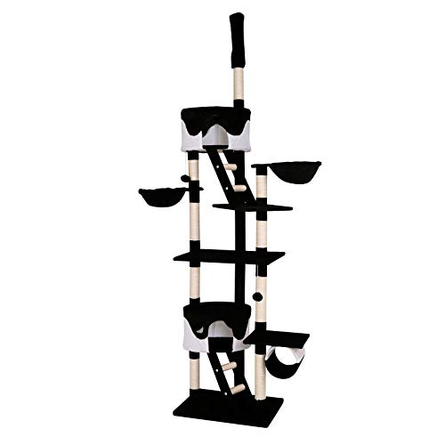 lionto by dibea Árbol rascador árbol para escalar árbol rascador para gatos Altura ajustable 230-250 cm negro/blanco