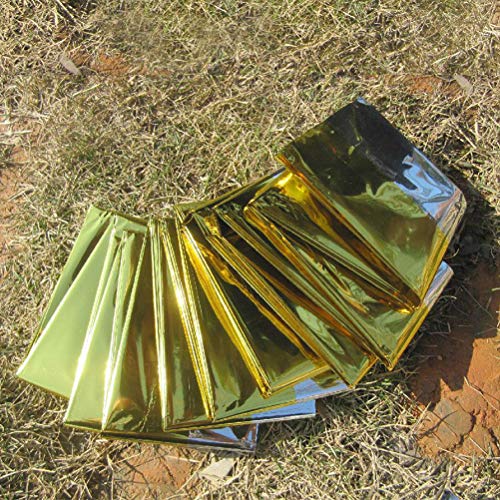 LIOOBO Manta de Emergencia Manta de Supervivencia, Extra Grande: a Prueba de Humedad y 90% de retención de Calor Foil Manta térmica Solar de Emergencia (Colores Plateados y Dorados)