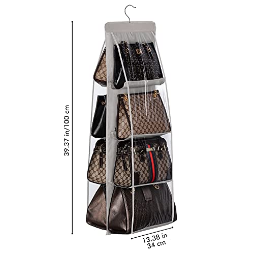 Lirex Organizador para Colgar Bolsos, Organizador de Bolsos Colgante de 8 Bolsillos, Colgador de Bolsos para Armario de Tela Oxford para Armario Familiar, Dormitorio, Plegable y Ajuste Universal