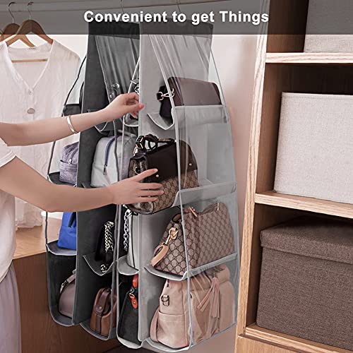 Lirex Organizador para Colgar Bolsos, Organizador de Bolsos Colgante de 8 Bolsillos, Colgador de Bolsos para Armario de Tela Oxford para Armario Familiar, Dormitorio, Plegable y Ajuste Universal