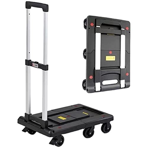 Liudan Carretilla Carrera Plegable Plástico de la Plataforma PUSET Push CARRES PANTENIMIENTO Carrito portátil con chasis retráctil para la Oficina móvil de Viaje de Equipaje Carretilla Plegable