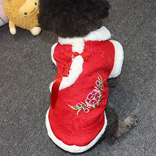 LIZHOUMIL Abrigo de algodón cálido de Felpa para Mascotas Otoño Invierno para Disfraz de Perro de Peluche Rojo XXL