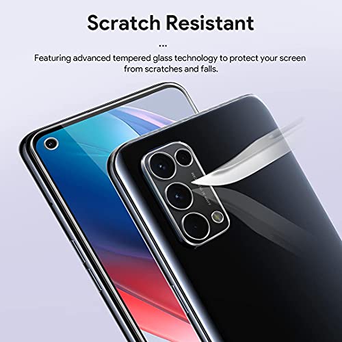 LϟK 4 Pack Protector de Pantalla Compatible con OPPO Find x3 Lite con 2 Pack Cristal Templado y 2 Pack Protector de Lente de Cámara - Sin Burbujas Dureza 9H Doble Protección Kit Fácil instalación