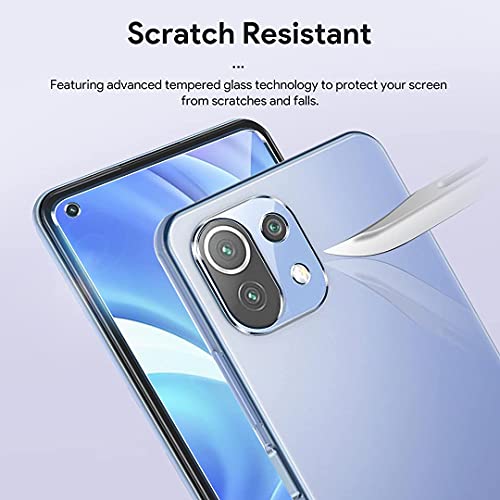 LϟK 5 Pack Protector de Pantalla Compatible con Xiaomi mi 11 Lite 4G/5G/11 Lite 5G NE con 2 Pack Cristal Templado y 3 Pack Protector de Lente de Cámara - Sin Burbujas Dureza 9H Kit Fácil instalación