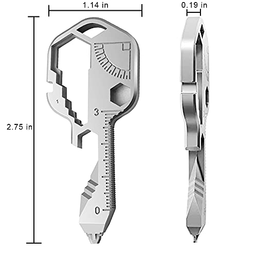 Llave Multifunción de Acero Inoxidable 24 en 1 | Abridor De Botellas | Mini Herramienta Portátil | Abridor de Botellas Multifunción Para Exteriores, Aventura Al Aire Libre, Etc(Plata)