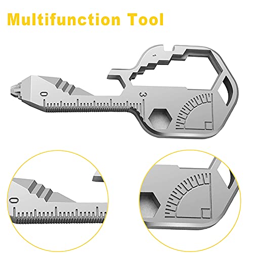 Llave Multifunción de Acero Inoxidable 24 en 1 | Abridor De Botellas | Mini Herramienta Portátil | Abridor de Botellas Multifunción Para Exteriores, Aventura Al Aire Libre, Etc(Plata)