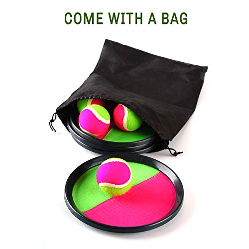 Locisne Toss y Catch Paddle Game Set,Disco de paletas y Juego de Lanzamiento de Pelota Juego Atrapa Pelotas con Bolsa de Almacenamiento, 4 paletas y 4 Bolas